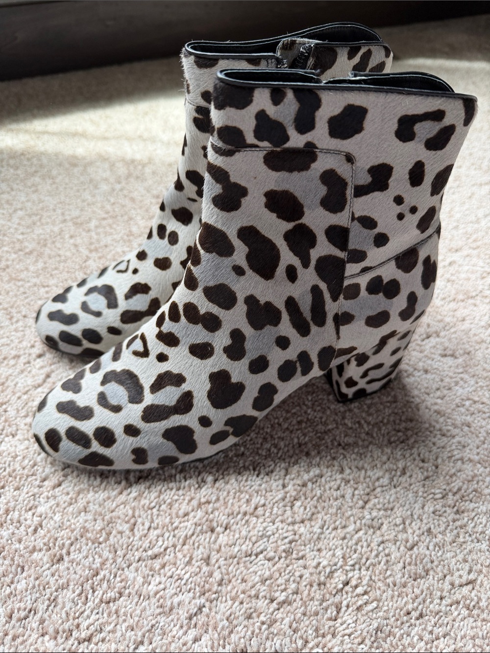 Cole HaanWomen's Leopard Print Ankle Boots - Cream and Brown 8.5